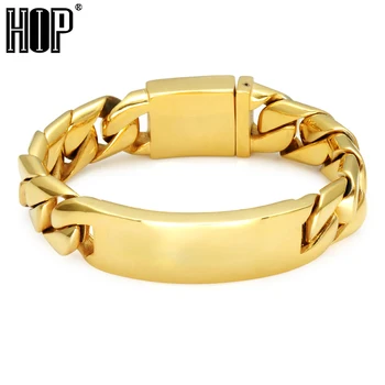 HIP Hop Gold Color Curb Cuban Link Chain Bracelet 21*1.7CM Heavy Rock 316L Stainless Steel Bracelets For Men Jewelry
HIP Hop Gold Color Curb Cuban Link Chain Bracelet 21*1.7CM Heavy Rock 316L Stainless Steel Bracelets For Men Jewelry