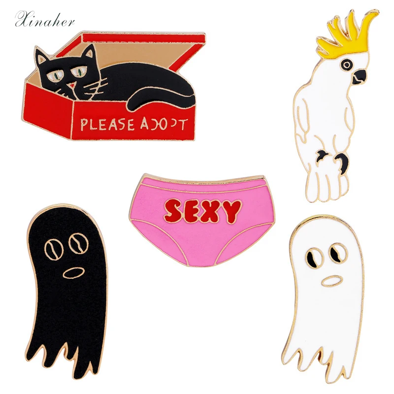 1pc cartoon parrot black cat metal badge brooch button pins denim jacket pin jewelry decoration badge for clothes lapel pins
1pc cartoon parrot black cat metal badge brooch button pins denim jacket pin jewelry decoration badge for clothes lapel pins