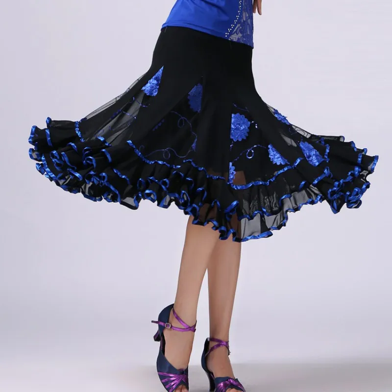 Dance Practice Wear For Women Latin Dance Party Long Swing Skirt Elegant Sequins Flower Casual Skirt
Dance Practice Wear For Women Latin Dance Party Long Swing Skirt Elegant Sequins Flower Casual Skirt