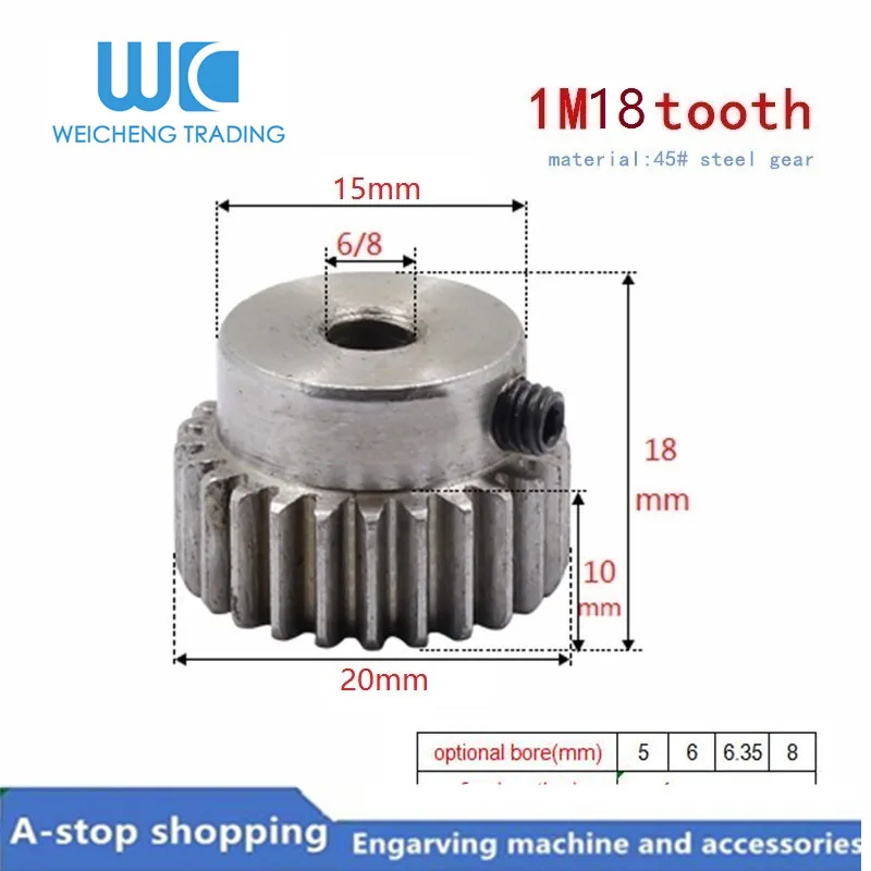 1pcs 1Module Spur Gear pinion Hole 5/6/6.35/8mm 18Teeth Gear 45 Metal Steel Cylindrical Gears M5 Scew Hole Gray Color
1pcs 1Module Spur Gear pinion Hole 5/6/6.35/8mm 18Teeth Gear 45 Metal Steel Cylindrical Gears M5 Scew Hole Gray Color
