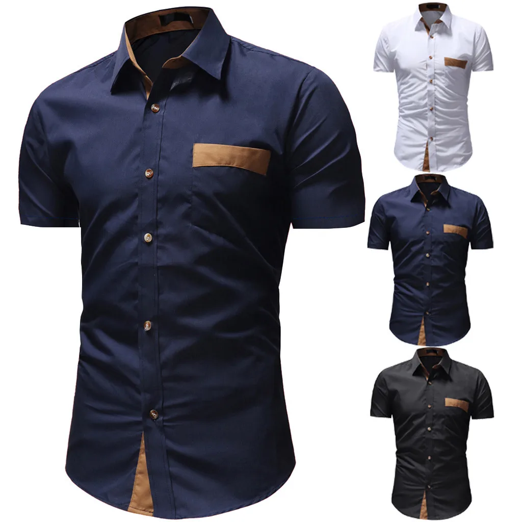 Men's fashion new summer business casual shirt solid color casual buckle short-sleeved lapel collar shirt men formal L0318
Men's fashion new summer business casual shirt solid color casual buckle short-sleeved lapel collar shirt men formal L0318