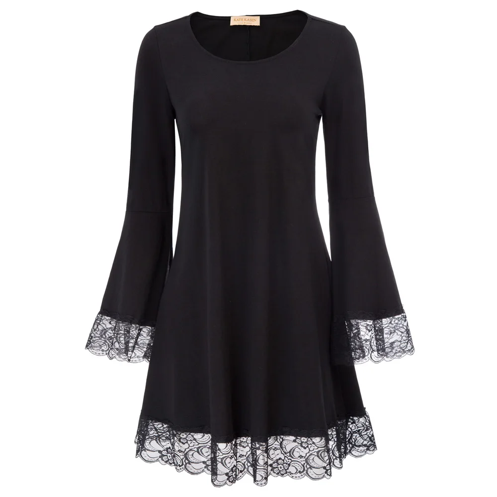 Women Long Bell Sleeve dresses elegant fall autumn Crew Neck Lace Trimmed Cotton dress classic vintage knee swing A-Line Dress
Women Long Bell Sleeve dresses elegant fall autumn Crew Neck Lace Trimmed Cotton dress classic vintage knee swing A-Line Dress