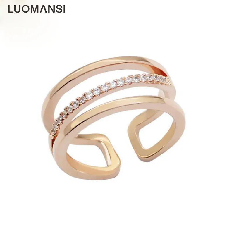 Luomansi Popular Three-Layer Hollow Zircon Female Open-Loop Fashion Simple Geometric Twill Ring Female Jewelry
Luomansi Popular Three-Layer Hollow Zircon Female Open-Loop Fashion Simple Geometric Twill Ring Female Jewelry
