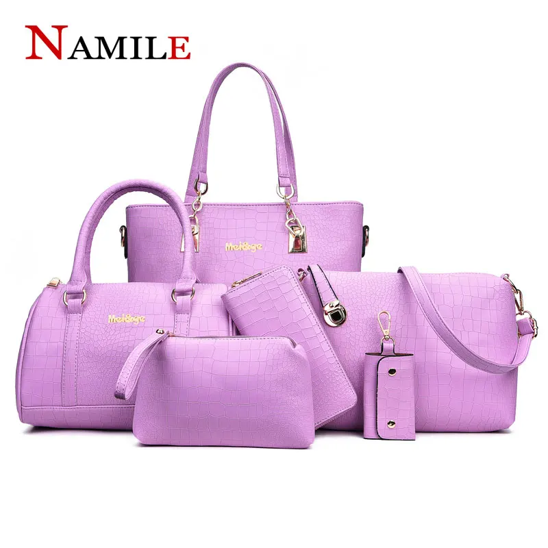Ladies handbag shoulder bag fashion PU quality crocodile pattern handbag large capacity 6 piece set NAMILE 2019 new listing
Ladies handbag shoulder bag fashion PU quality crocodile pattern handbag large capacity 6 piece set NAMILE 2019 new listing