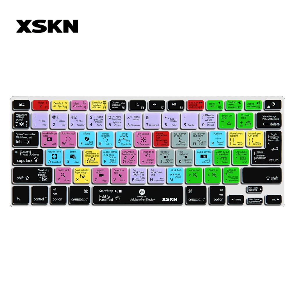 XSKN Software After Effects Shortcuts Silicone Keyboard Cover Skin for Macbook 13 15 17 Inch Before 2015 US&EU Common Version
XSKN Software After Effects Shortcuts Silicone Keyboard Cover Skin for Macbook 13 15 17 Inch Before 2015 US&EU Common Version
