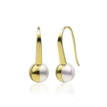 5.8mm AAA Round Genuine Akoya White Pearl Drop Earrings 18K Solid Yellow Gold 
5.8mm AAA Round Genuine Akoya White Pearl Drop Earrings 18K Solid Yellow Gold