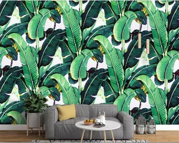 

beibehang Custom European-style hand-painted rainforest plant banana leaf 3d mural wallpaper background wall papel de parede 3d