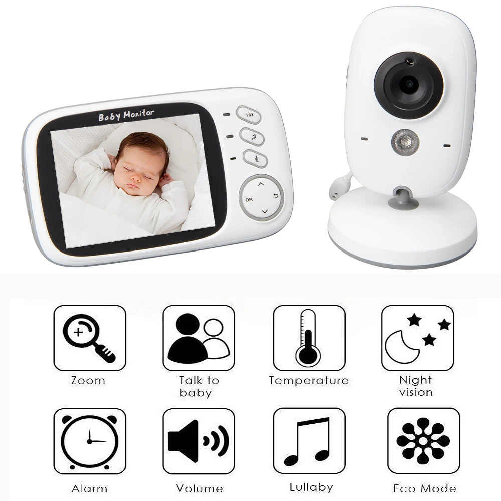 Video Baby Monitor Camera with Full-Color and Automatic Night Vision 3.5" LCD monitor Two Way Talk Back, High Capacity Battery
Video Baby Monitor Camera with Full-Color and Automatic Night Vision 3.5" LCD monitor Two Way Talk Back, High Capacity Battery