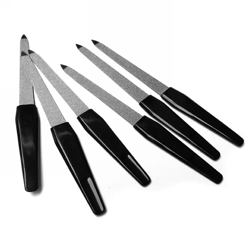 Mayitr 5pcs Plastic Handle Metal Double Sided Nail Files Pro Nail File DIY Manicure Pedicure Tool