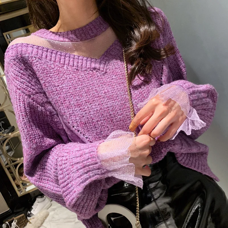 Mesh patchwork knitted sweater women pullovers o-neck tops fashion 2019 new arrival
Mesh patchwork knitted sweater women pullovers o-neck tops fashion 2019 new arrival