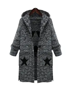 Foreign Trade Autumn And Winter New Fashion Women's Long-sleeved Hooded Long Knit Cardigan Jacquard Sweater Coat
Foreign Trade Autumn And Winter New Fashion Women's Long-sleeved Hooded Long Knit Cardigan Jacquard Sweater Coat