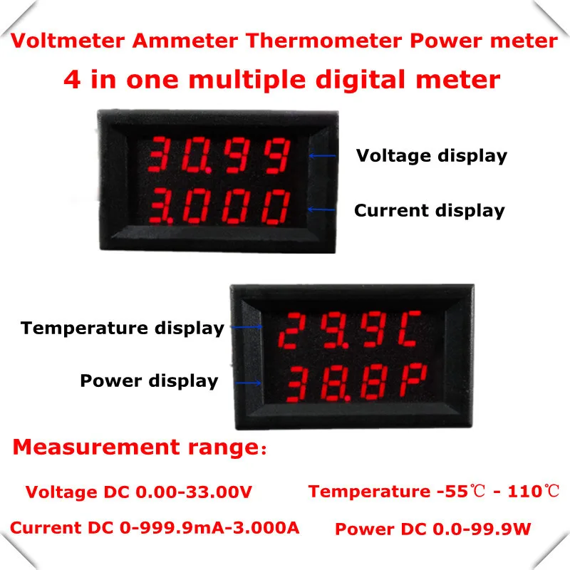 Цифровой термометр RD Dual 4 в 1 18b20 измеритель мощности амперметр вольтметр