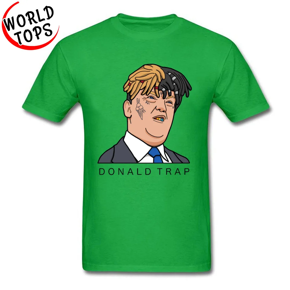 DONALD TRAP Summer/Autumn 100% Cotton O Neck Tops Tees Short Sleeve Funny Tee Shirt Special Casual T Shirts Top Quality DONALD TRAP green