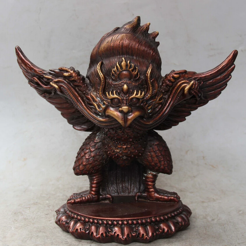 006225 10" Chinese Tibet Bronze Buddhism Redpoll Winged Garuda Bird Eagle Buddha Statue
006225 10" Chinese Tibet Bronze Buddhism Redpoll Winged Garuda Bird Eagle Buddha Statue