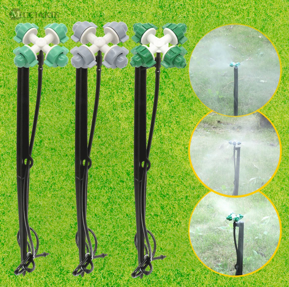 MUCIAKIE 10 SETS Mist Cross Sprinkler Nozzle with 45cm Stake 1m 1/4'' Hose Barb Micro Irrigation Patio Spray Greenhouse Cooling
MUCIAKIE 10 SETS Mist Cross Sprinkler Nozzle with 45cm Stake 1m 1/4'' Hose Barb Micro Irrigation Patio Spray Greenhouse Cooling