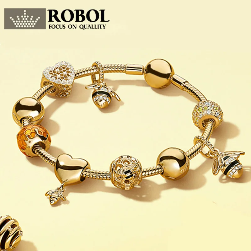 ROBOL 100% 925 Sterling Silver Brand New Bracelet Set Vibrant Bee & Love Hive Bracelet Set Personality Bracelet Set For Gifts
ROBOL 100% 925 Sterling Silver Brand New Bracelet Set Vibrant Bee & Love Hive Bracelet Set Personality Bracelet Set For Gifts