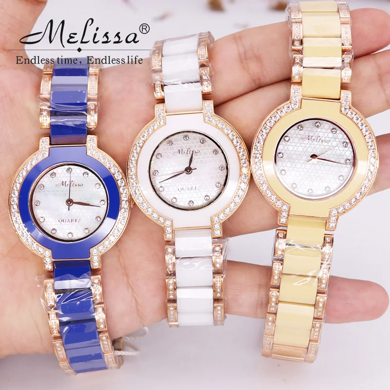 Top Melissa Lady Women's Watch Japan Quartz Fashion Ceramic Bracelet Set Rhinestone Luxury Crystal Party Girl Birthday Gift Box
Top Melissa Lady Women's Watch Japan Quartz Fashion Ceramic Bracelet Set Rhinestone Luxury Crystal Party Girl Birthday Gift Box