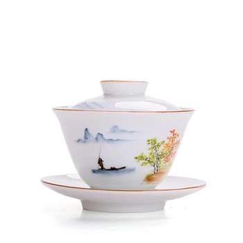 Ceramic Lid Bowl Tea Cup Set Hand Painted Landscape Painting Tea Bowl Kungfu Tea Set Home Party Afternoon Tea Teacup Porcelain
Ceramic Lid Bowl Tea Cup Set Hand Painted Landscape Painting Tea Bowl Kungfu Tea Set Home Party Afternoon Tea Teacup Porcelain