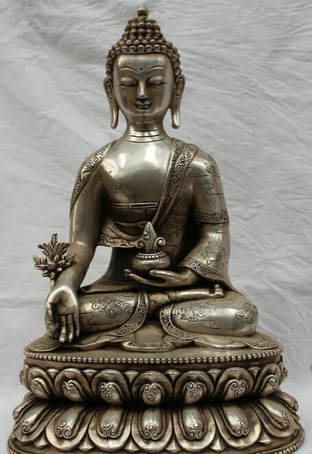 JP S61 13"Tibet Tibetan Silver 8 Auspicious Symbol Medicine Buddha Medicinal God Statue (B0328)
JP S61 13"Tibet Tibetan Silver 8 Auspicious Symbol Medicine Buddha Medicinal God Statue (B0328)