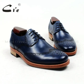 

cie Free Shipping Bespoke Custom Handmade Goodyear Welted Genuine Calf Leather Men's Derby Round Toe Causal Navy shoe No.D135