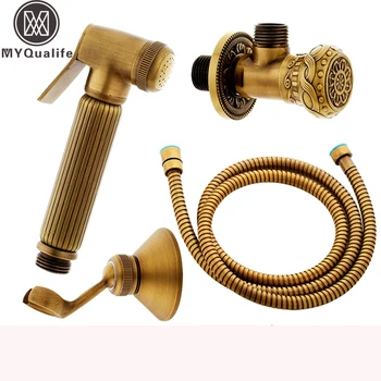 Antique Brass Hand Held Bidet Spray Shower Head Kit Shatta Copper Valve Bathroom Bidet sprayer Jet Tap Brass Holder 150cm Hose
Antique Brass Hand Held Bidet Spray Shower Head Kit Shatta Copper Valve Bathroom Bidet sprayer Jet Tap Brass Holder 150cm Hose