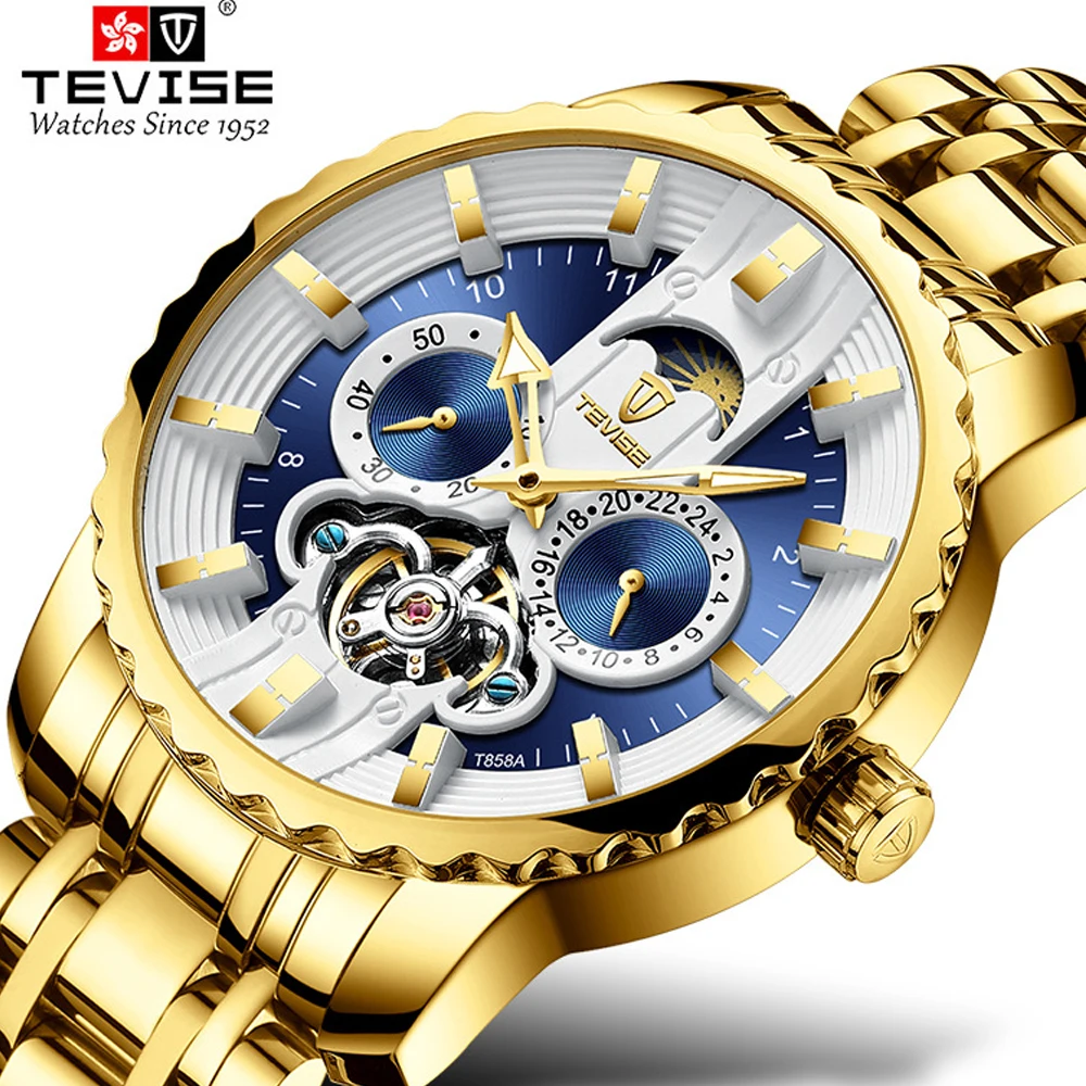 Tevise Men's Luxury Golden Automatic Tourbillon Mechanical Watches Sports Gold Men Wristwatches Male Watch Relogio Masculino
Tevise Men's Luxury Golden Automatic Tourbillon Mechanical Watches Sports Gold Men Wristwatches Male Watch Relogio Masculino