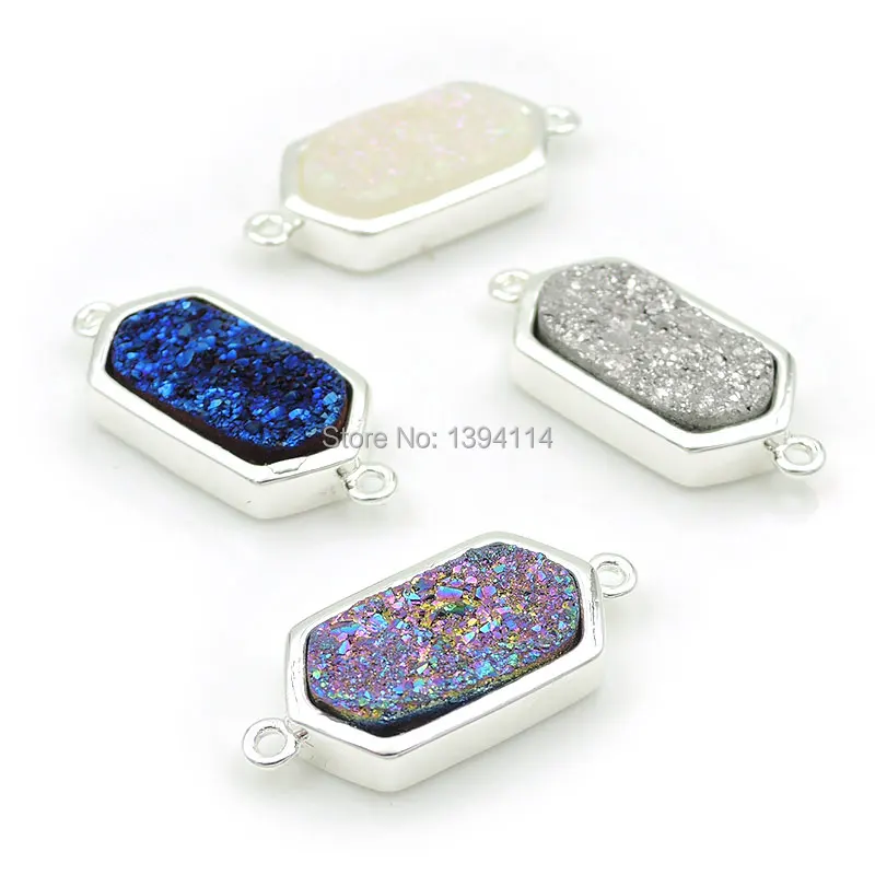 Titanium Silver/Blue/Rainbow/AB/Crystal Druse Hexagon Connector With Gluing Setting Fit For Making DIY Bracelet Approx 22*10*4mm
Titanium Silver/Blue/Rainbow/AB/Crystal Druse Hexagon Connector With Gluing Setting Fit For Making DIY Bracelet Approx 22*10*4mm