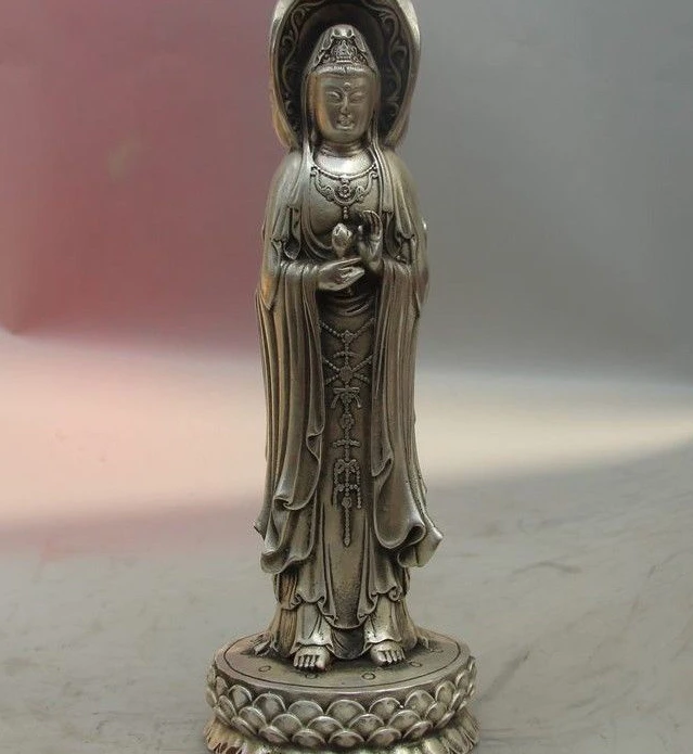 

Китай, белый, медный, серебряный дракон, три стороны, Kwan-yin статуя Бодхисаттвы Гуаньинь