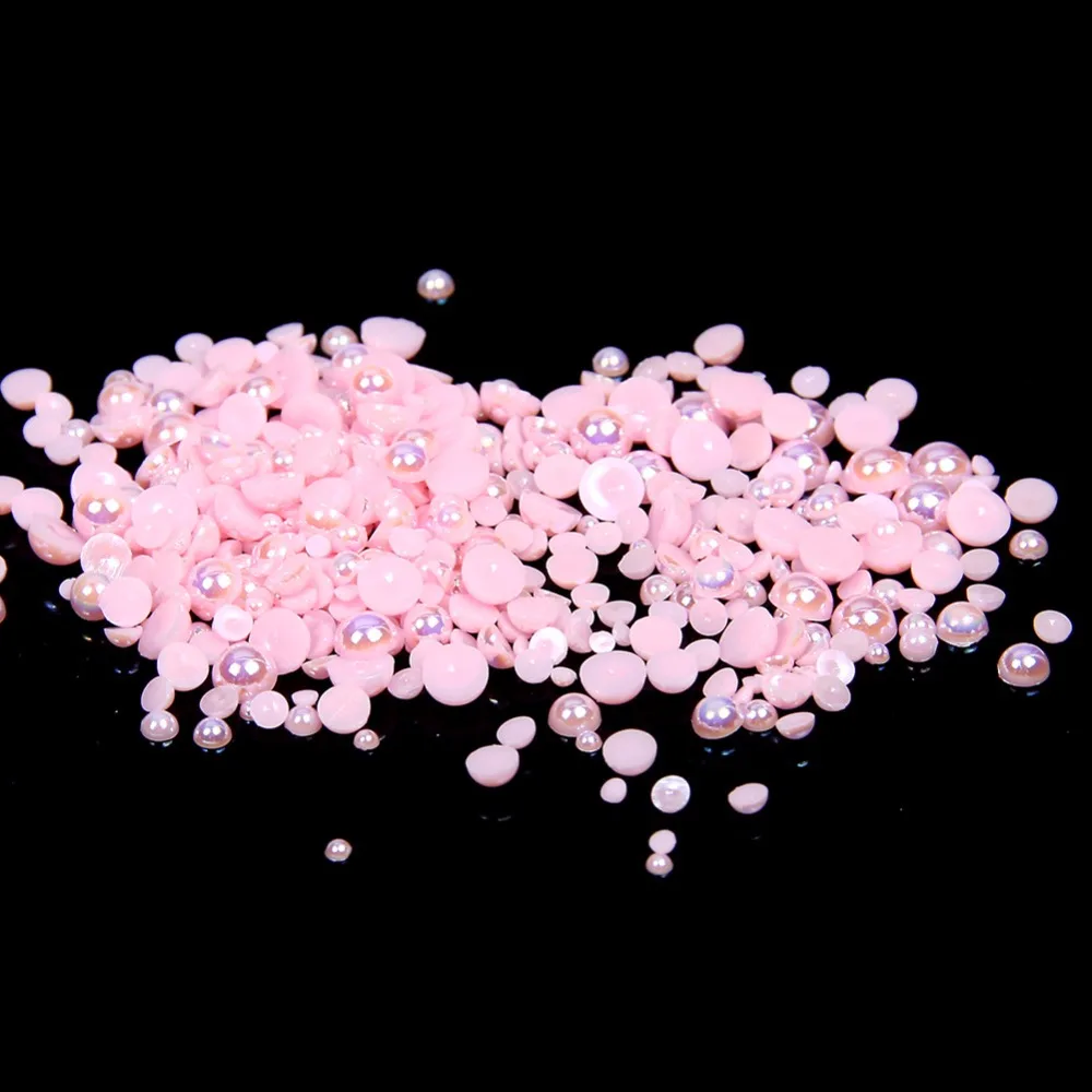 

Jelly Lt.Pink AB Color 1.5mm~12mm All Size Choice Flat back ABS round Half Pearl beads, imitation plastic half pearl beads