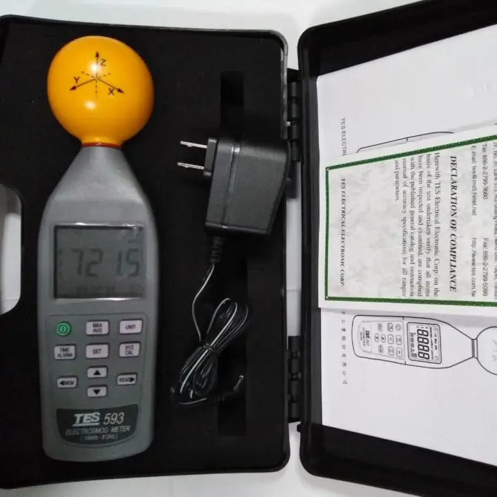 Original Made in Taiwan TES593 High Frequency EMF Tester ElectroSmog Meter TES-593 3 Axis Isotropic Measurements
Original Made in Taiwan TES593 High Frequency EMF Tester ElectroSmog Meter TES-593 3 Axis Isotropic Measurements