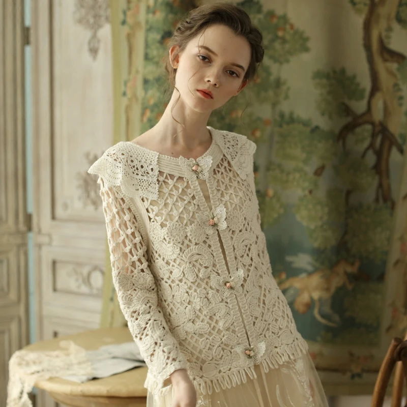 LYNETTE'S CHINOISERIE Spring Autumn Women Vintage Cute Embroidery Lace Faux Twinset Cardigan Dresses
LYNETTE'S CHINOISERIE Spring Autumn Women Vintage Cute Embroidery Lace Faux Twinset Cardigan Dresses