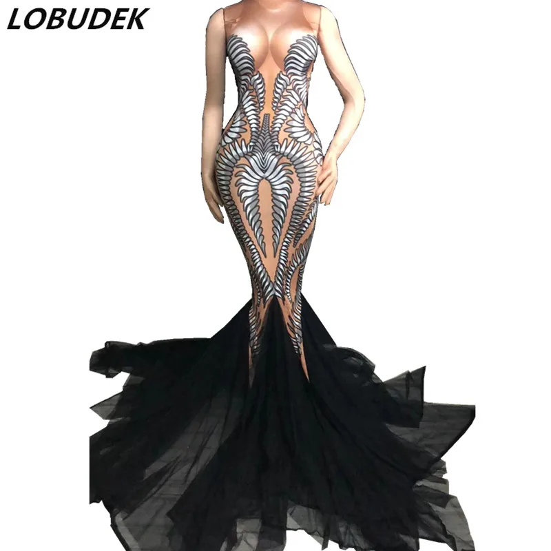 2018 New Women Party Fishtail Dress 3D Printing Long Trailing Dress Nightclub Bar Singer Prom Models Catwalk Performance Costume
2018 New Women Party Fishtail Dress 3D Printing Long Trailing Dress Nightclub Bar Singer Prom Models Catwalk Performance Costume