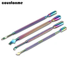 1 個虹ステンレス鋼ネイルキューティクルプッシャーニッパー両面デッド皮膚プッシュリムーバーマニキュアネイルケアツール(China)