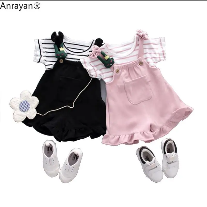 Baby Girls Clothing Kids Striped T-shirt Cartoon Decoration dresses Strap Shorts Sports Suit Newborn Outfit Infant Clothes Sets
Baby Girls Clothing Kids Striped T-shirt Cartoon Decoration dresses Strap Shorts Sports Suit Newborn Outfit Infant Clothes Sets
