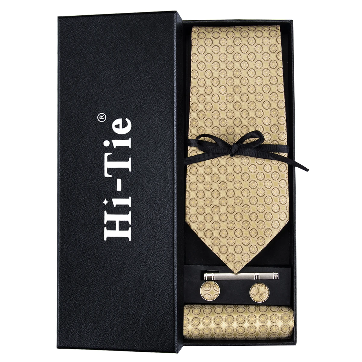 Hi-Tie Luxury Design Gold Silk Tie for Men 8.5cm Wide Mens Ties Set in Gift Box Necktie Hanky Cufflinks Gift Set Gravats HT-486
Hi-Tie Luxury Design Gold Silk Tie for Men 8.5cm Wide Mens Ties Set in Gift Box Necktie Hanky Cufflinks Gift Set Gravats HT-486