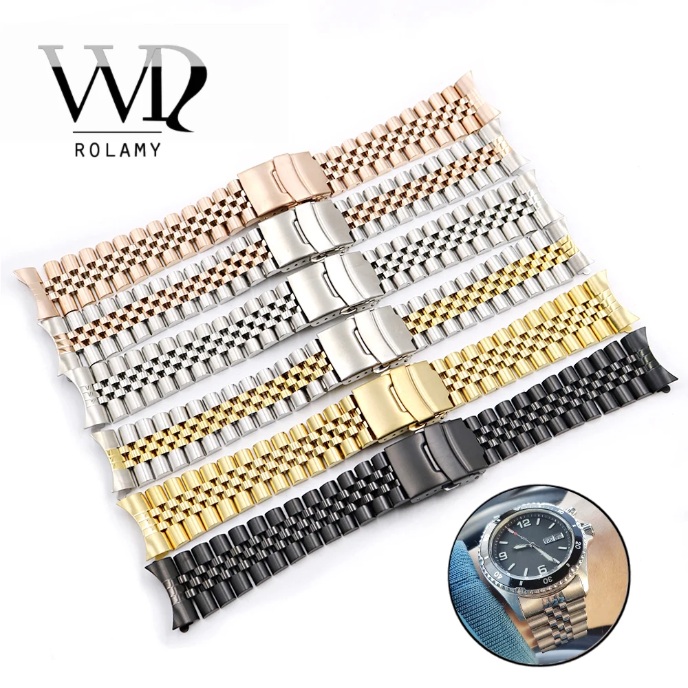 Rolamy Watch Band Strap 19 20 22mm Hollow Curved End Solid Screw Links Replacement Bracelet For Dayjust Wholesale Watchband
Rolamy Watch Band Strap 19 20 22mm Hollow Curved End Solid Screw Links Replacement Bracelet For Dayjust Wholesale Watchband