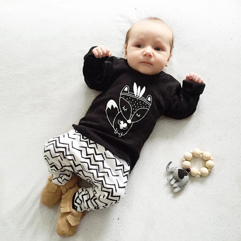 Baby boy clothing sets long sleeve cartoon fox t-shirt+pants cotton newborn infant 2pcs baby girl clothes | Детская одежда и обувь