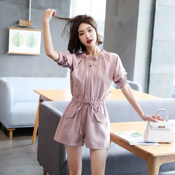 Women Pockets Playsuits Summer 2019 Zipper Solid O-Neck Drawstring Sashes Jumpsuits Korean Short Sleeve Bodysuits
Women Pockets Playsuits Summer 2019 Zipper Solid O-Neck Drawstring Sashes Jumpsuits Korean Short Sleeve Bodysuits