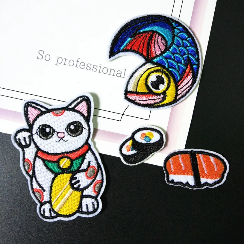 1SET Japanese vintage Style Fortune Cat Scarp Salmon Sushi Embroidery Cloth Pasted Brooch Iron on patches Sew On Applique Badge
1SET Japanese vintage Style Fortune Cat Scarp Salmon Sushi Embroidery Cloth Pasted Brooch Iron on patches Sew On Applique Badge