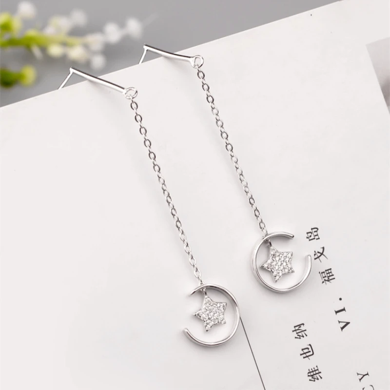 925 Sterling Silver Temperament Long Star Sweet Personality Fashion Fresh Literary Female Dangle Earrings SEA238
925 Sterling Silver Temperament Long Star Sweet Personality Fashion Fresh Literary Female Dangle Earrings SEA238