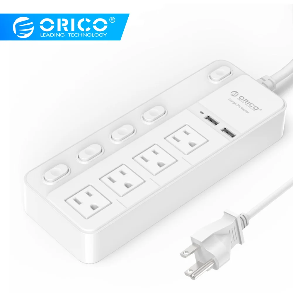 ORICO 4 AC Socket Power Strip Extension Cable Surge Protector US Plug Power Sockets 2 USB Charging Port Power Button Control
ORICO 4 AC Socket Power Strip Extension Cable Surge Protector US Plug Power Sockets 2 USB Charging Port Power Button Control
