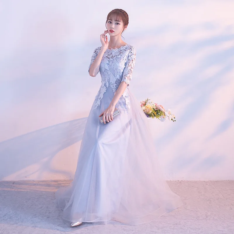 Grey Bridesmaid Dress Long Lace Half Sleeve Wedding Party Dresses Cut Out Brideamaid Dresses Mingli Tengda Vestido Longo
Grey Bridesmaid Dress Long Lace Half Sleeve Wedding Party Dresses Cut Out Brideamaid Dresses Mingli Tengda Vestido Longo
