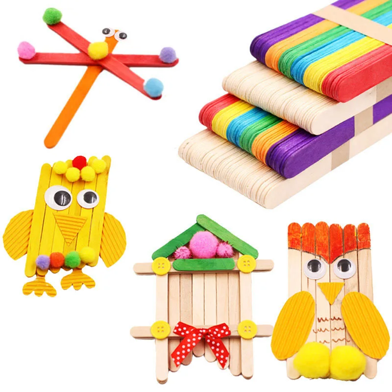 50Pcs DIY Wooden Stick Popsicle Ice Cream Sticks Colorful Hand Crafts Art Creative Educational Toys For Children Kids Baby
50Pcs DIY Wooden Stick Popsicle Ice Cream Sticks Colorful Hand Crafts Art Creative Educational Toys For Children Kids Baby