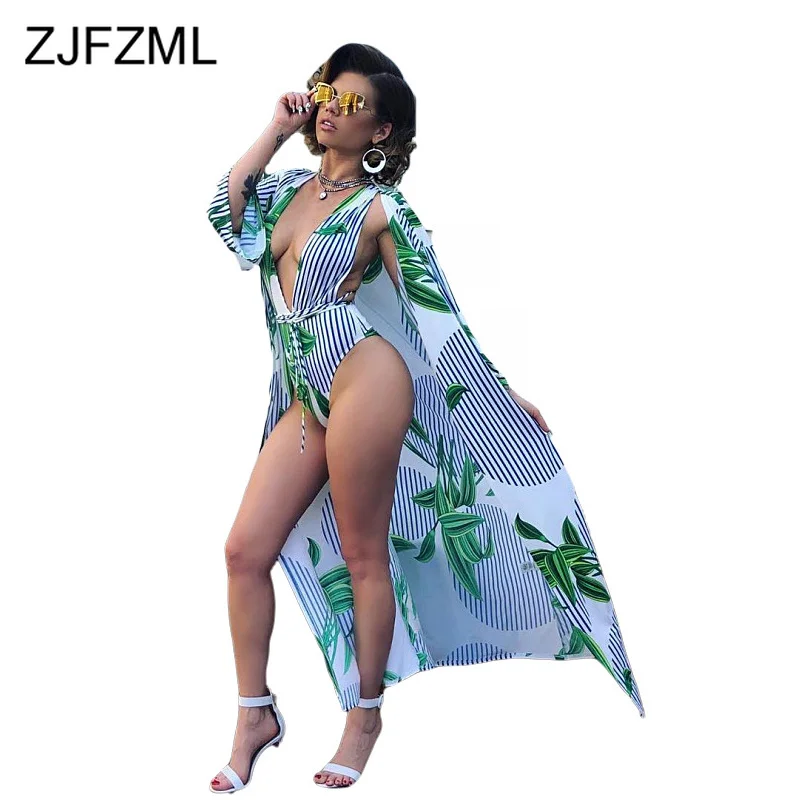 Leaves Striped Print 2 Piece Tracksuit Women Clothes Deep V Neck Backless One Piece Bodysuit + X-Long Cardigan Beach Club Outfit
Leaves Striped Print 2 Piece Tracksuit Women Clothes Deep V Neck Backless One Piece Bodysuit + X-Long Cardigan Beach Club Outfit