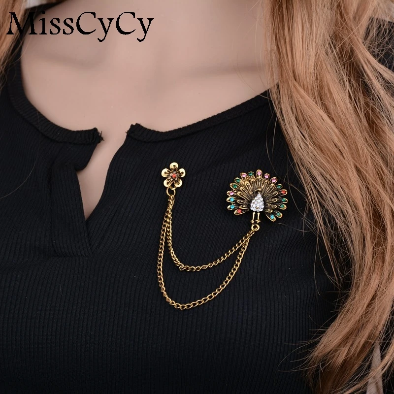 MissCyCy Vintage Brooch Men Rhinestone Brooches For Women Bohemia Colorful Peacock Collar Pin
MissCyCy Vintage Brooch Men Rhinestone Brooches For Women Bohemia Colorful Peacock Collar Pin