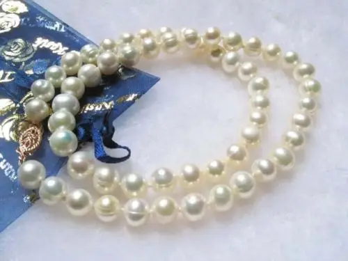 ddh001543 necklace white freshwater pearl 8mm baroque beads 
ddh001543 necklace white freshwater pearl 8mm baroque beads
