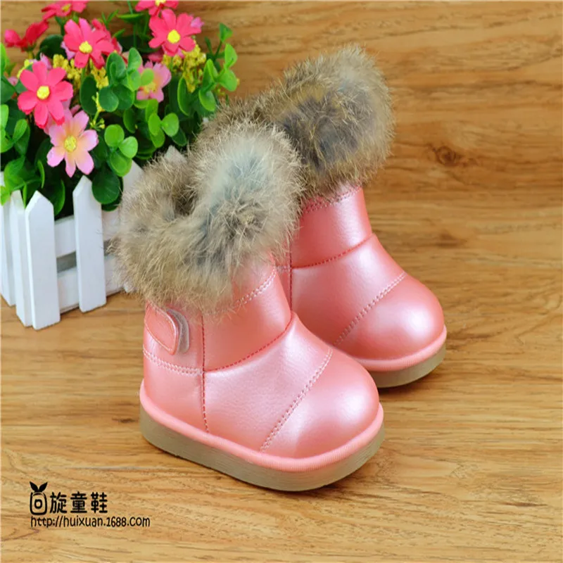 

2017 EU21-30 Winter Warm Wool Cloth With Soft Nap Of Rabbit Hair Fur Rubber Soles Children Snow Boots Kids Shoes For Girls Boots