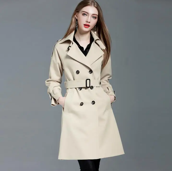 Design slim sexy long trench coats women's 2019 spring and autumn elegant double breasted overcoat black beige plus size S - 4XL
Design slim sexy long trench coats women's 2019 spring and autumn elegant double breasted overcoat black beige plus size S - 4XL