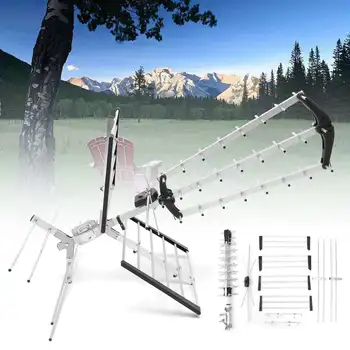 

180 Mile 12-16 Gains Outdoor Strong Kit Amplified HD 1080P TV Antenna Digital UHF VHF FM Radio 174-230MHz-470-790MHz 15dB Silver