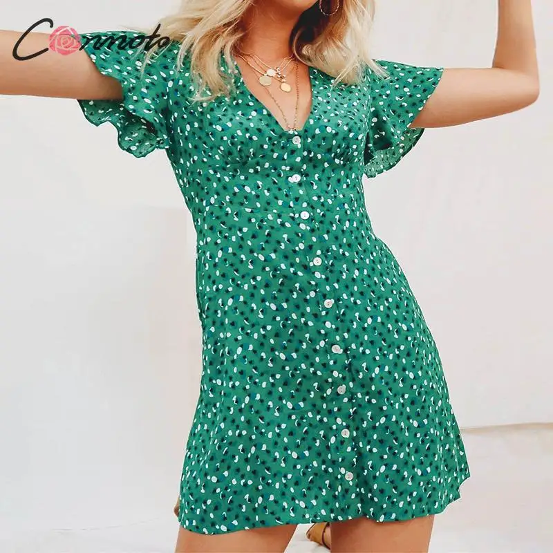 Conmoto Vintage Green 2019 Ruffle Sleeve Dress Women Mini Bohemian Button Dress Summer Beach Holiday Dress Vestido
Conmoto Vintage Green 2019 Ruffle Sleeve Dress Women Mini Bohemian Button Dress Summer Beach Holiday Dress Vestido